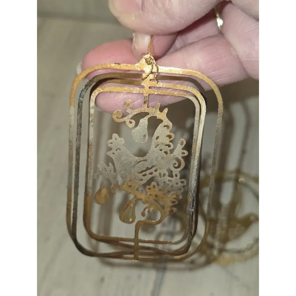 Vtg 1983 Gold Plated Brass Christmas Fantasy Dove Partridge Bird Ornament